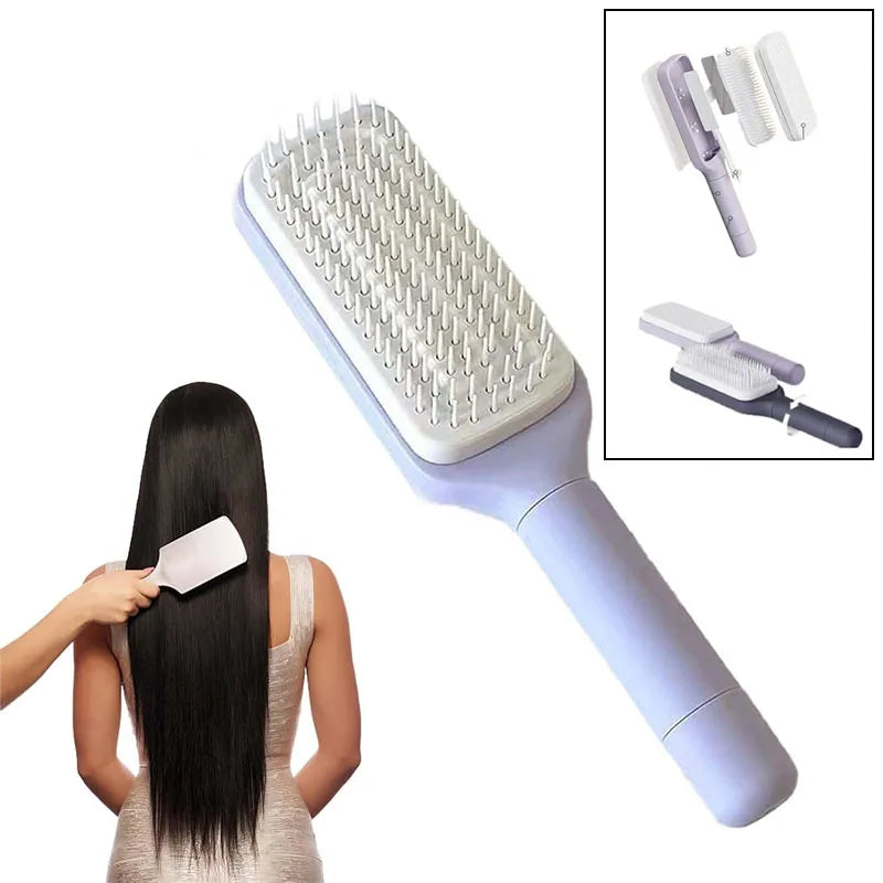 Rotatable Self Cleaning Hair Brush Telescopic Massage Airbag Comb Telescopic Cleaning Anti-Static Hairdressing Air Cushion Comb