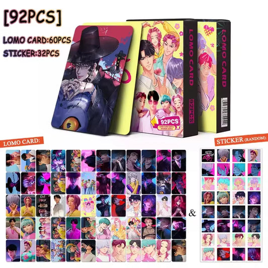 Kpop Demon Hunters 92 pcs Card Set - Anime 2025 Collectibles (HUNTR/X, Saja Boys) for Kids Party, Cosplay Games